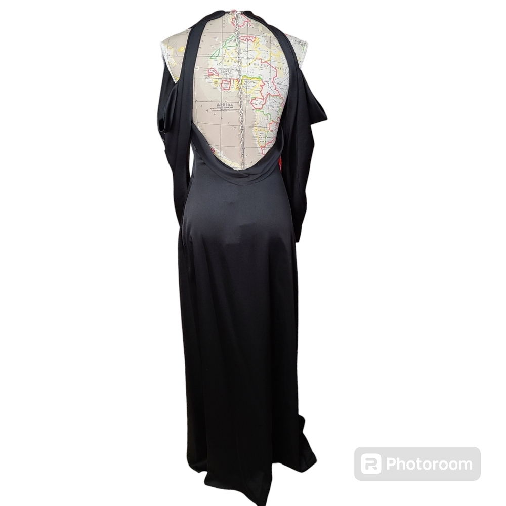 Jonathan Simkhai Caitlyn Size 2 Black Fluid Backless Silver Chainlink Maxi Gown - Picture 5 of 16